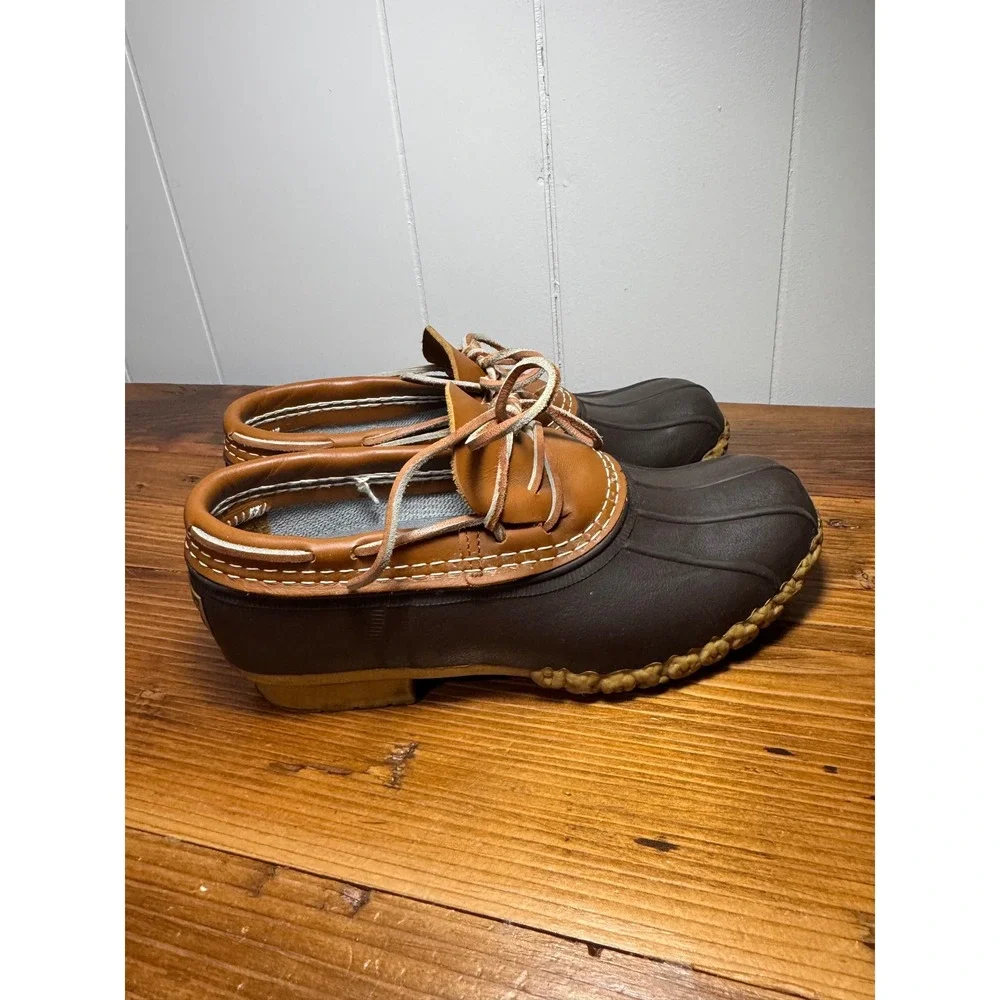 L.L.Bean‎ Bean Boots Rubber Mocs Duck Shoes Brown Leather Men's 7/Women's 8- 8.5